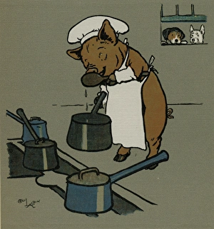 Hungry Peter the pig cooks for a party Hungry Peter the pig cooks for a party