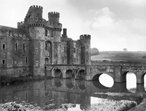 Prints of Situated on the edge of the Pevensey Levels, Sussex, the magnificent Hurstmonceaux Castle was built in 1450, one of the finest red brick fortresses in Britain Norman Architecture Prints: Hurstmonceaux Castle Red Brick Print