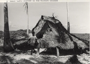 Hut built by scouts, Gilbert Islands, Pacific Hut built by scouts, Gilbert Islands, Pacific