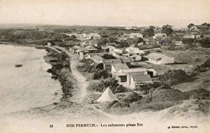 Huts on east beach, Sidi Ferruch, Algiers Province, Algeria Huts on east beach, Sidi Ferruch, Algiers Province, Algeria