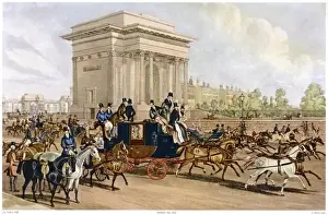 Victorian Era London Streets Prints: Hyde Park Corner / 1838