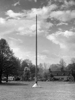 Prints of The famous maypole at Ickwell, Bedfordshire, England. Date: 1930s Bedfordshire Prints: Ickwell Maypoles Print, Bedfordshire England 1930s