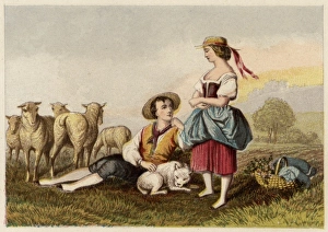 Idealised Victorian shepherd and shepherdess Idealised Victorian shepherd and shepherdess