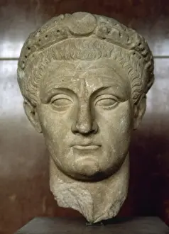 Ancient Roman Emperor Portraits Prints: Idealized bust of emperor Claudius (10 BC-54 AD). Marble