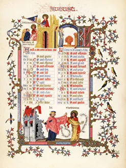 Illuminated calendar for August 1846 Illuminated calendar for August 1846