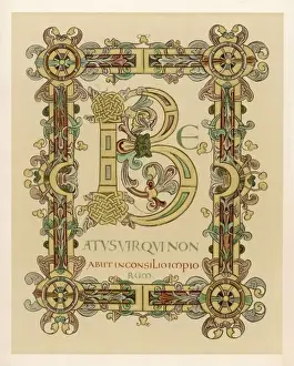 Historical Writing Styles Prints: Illuminated Initial B
