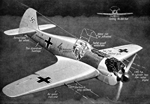 Illustration of FW190 Fighter; Second World War, 1942 Illustration of FW190 Fighter; Second World War, 1942