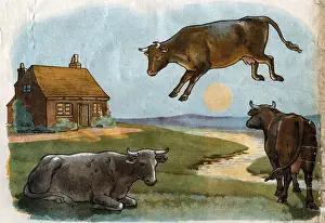 Hey Diddle Diddle Print, Late 19th Century Illustration