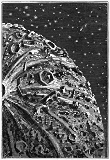 Space Exploration Prints: Illustration of Around the Moon Print, 1870