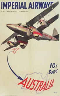 Imperial Airways Poster, flights to Australia Imperial Airways Poster, flights to Australia