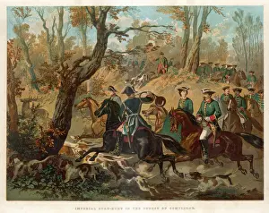 Imperial Stag Hunt Print in Forest of Compiegne