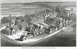 Hospital Prints: Incorporation Workhouse, Birmingham Aerial View Print 1852