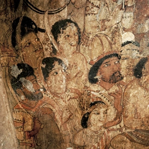 INDIA. Ajanta. Ajanta Caves. Buddha preaching the INDIA. Ajanta. Ajanta Caves. Buddha preaching the