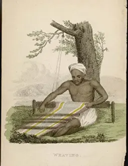 Historical Textile Industry Prints: Indian Weaver
