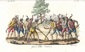 Indigenous Mapuche of Chile playing ciueca or palin Indigenous Mapuche of Chile playing ciueca or palin