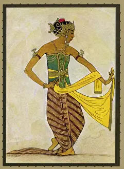 Indonesian Dancer Print in Sculptural Pose