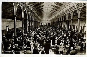 Indoor Market, Barnstaple, Devon Print 1949