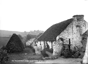 Republic Of Ireland Landscape Prints: An Inishowen Cabin and Turf Stack