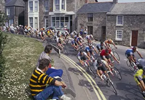 Cyclists in Quaint Town Print