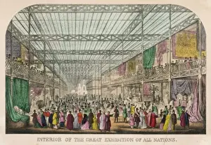 Prints of The Great Exhibition of All Nations - general view of the interior of the Crystal Palace in Hyde Park, London Town Prints: Print of the Crystal Palace interior at the Great Exhibition