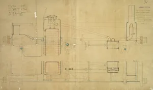 Double Boiler Tank Engine Print, 1850