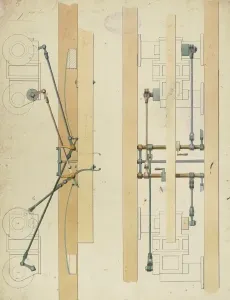 Early Automobile Transportation Prints: Gear, front and side view
