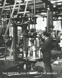 Print of The Napier aero engine under construction
