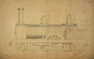 Passenger Engine Side Elevation Print, 1846