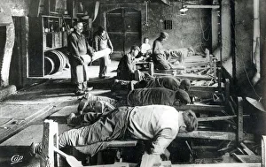 Interior of French Cutlery Factory, Thiers - Knife Grinders Interior of French Cutlery Factory, Thiers - Knife Grinders