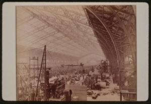 Interior of Gallery of Machines, showing machines being set Interior of Gallery of Machines, showing machines being set