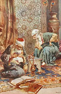 Ottoman Empire History Prints: Interior of the Harem with a scribe
