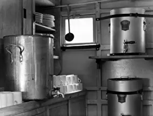 London Fire Brigade Service Prints: Interior of a mobile kitchen, WW2