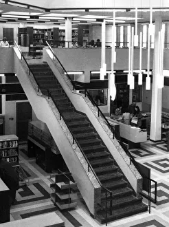 Interior view of the then new modern library at Bebington, Merseyside Interior view of the then new modern library at Bebington, Merseyside
