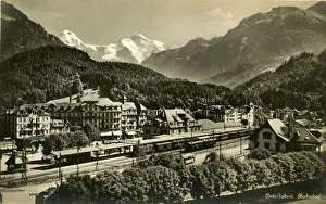 Interlaken and railway station, Bern, Switzerland Interlaken and railway station, Bern, Switzerland