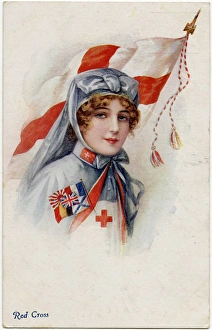 International Red Cross Nurse with English flag International Red Cross Nurse with English flag