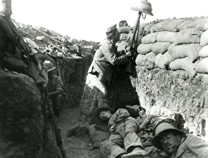Irish soldier in a trench, Mesopotamia, WW1 Irish soldier in a trench, Mesopotamia, WW1