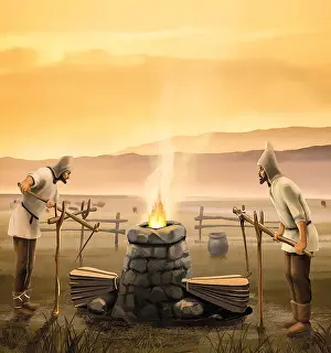 Iron Smelting in a Furnace, Bronze Age Kazakhstan Print