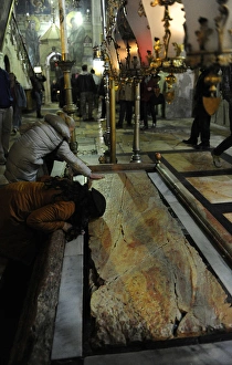 Israel. Jerusalem. Church of the Holy Sepulchre. Stone of th Israel. Jerusalem. Church of the Holy Sepulchre. Stone of th