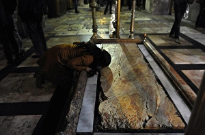 Israel. Jerusalem. Church of the Holy Sepulchre. Stone of th Israel. Jerusalem. Church of the Holy Sepulchre. Stone of th