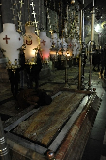 Israel. Jerusalem. Church of the Holy Sepulchre. Stone of Am Israel. Jerusalem. Church of the Holy Sepulchre. Stone of Am