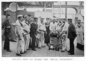 Historical Naval Images Prints: Issuing Grog to Navy