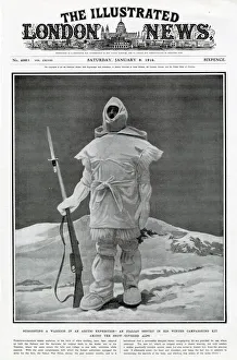 Italian soldier wearing white camoflague, for action in the snow of the Italian Alps Italian soldier wearing white camoflague, for action in the snow of the Italian Alps