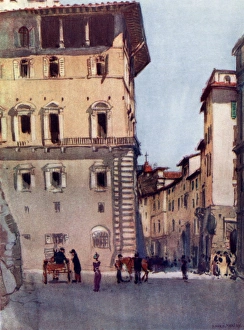 Italy - Loggia of the Palazzo Vecchio and Via de Leoni Italy - Loggia of the Palazzo Vecchio and Via de Leoni