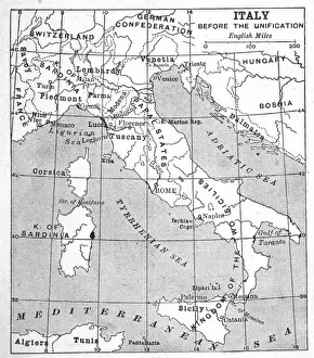 Italy Prints: Italy Map Pre-Unity Print 1815