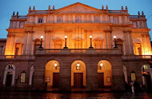 Italy. Milan. La Scala by night. Opera house. Inagurated in Italy. Milan. La Scala by night. Opera house. Inagurated in