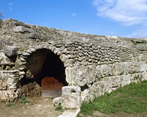 Italy. Paestum. Walls of Roman Amphitheater Italy. Paestum. Walls of Roman Amphitheater
