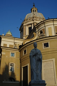 Italy. Rome. Basilica of San Carlo al Corso and statue of Sa Italy. Rome. Basilica of San Carlo al Corso and statue of Sa