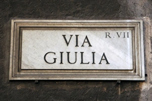Italy. Rome. Via Giulia street plaque Italy. Rome. Via Giulia street plaque