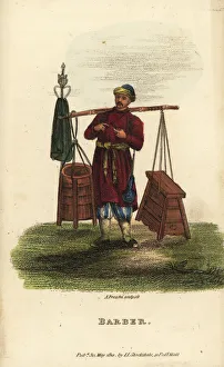 Itinerant Chinese barber ringing finger bells Itinerant Chinese barber ringing finger bells