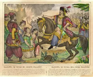Prints of IVAN STEPANOVICH MAZEPPA Ukrainian Cossack hetman : depicted revenging himself on the oppressive Count Palatin Ukraine Prints: Ivan Stepanovich Mazeppa Print